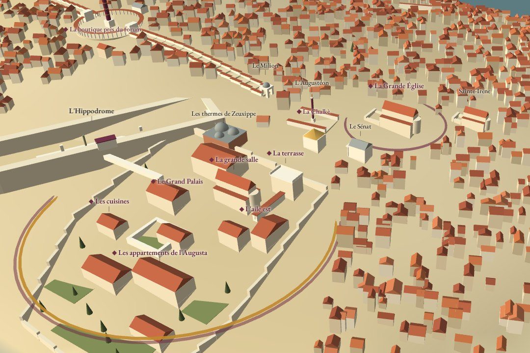 La maquette en trois dimensions de Constantinople : le Grand Palais, l'Hippodrome et la Grande Église